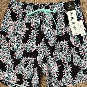 Hurley Black and Pink Pineapple Swim Shorts